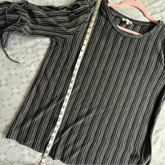 Lucky Brand Black & White Striped Bell Sleeve Lace-upTop Size L - Picture 7 of 7
